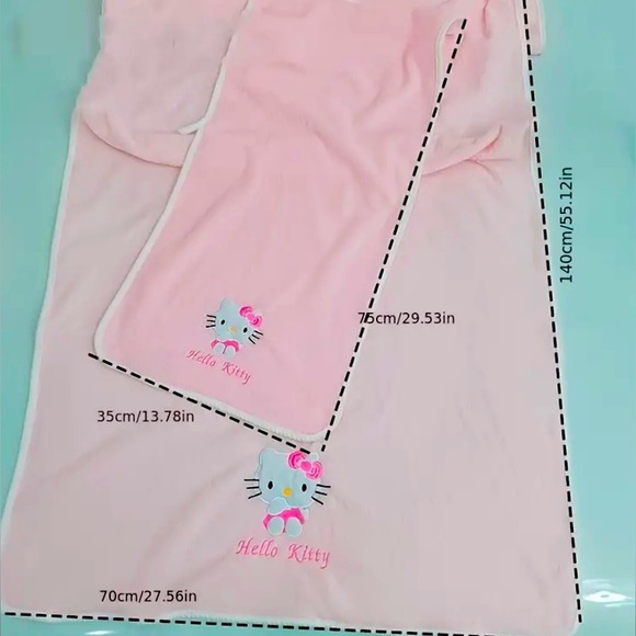 Hello Kitty Sanrio Quick-Dry Bath Towel&Wash Cloth Set NWT Appliqué Embroidered - Picture 2 of 12